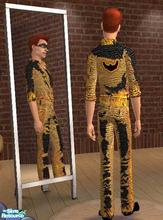 Sims 2 — Male Halloween outfit by buntah — Firey with a bat on back