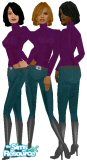 Sims 1 — Purple Fall by Birbir — Tight jeans with black boots and a comfortable purple turtleneck. All skintones, no