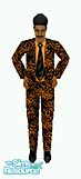 Sims 1 — Charcoal Pumpkin Suit by pleasantdullsville — This funky suit swirled with pumpkin orange and charcoal black is