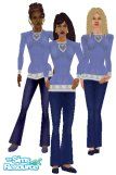Sims 1 — Blue Lacy Sweater by QAmazon — Lace trimmed sweater with heart motif. All three skin tones; no heads included.