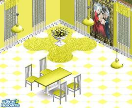 Sims 1 — Sunshine Dining Room by Steffieb — Includes: Flower Urn, Ceiling Light, Dining Table, Chair, Rug