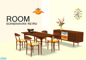 Sims 2 — Room - Retro Scandinavian Dining - Mesh Set by linegud — A retro dining room, in the style of and inspired by,
