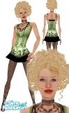 Sims 1 — Lisa's Design - Xtina VMAs 2004 by Lisa 86 — The green dress with lace decoratoin Christina Aguilera wore to the