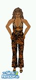 Sims 1 — Charcoal Pumpkin Bodysuit by pleasantdullsville — This body suit swirled with pumpkin orange and charcoal black