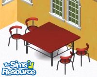 Sims 1 — Red Dining Room by Secret Sims — Includes: Chair, Table