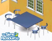 Sims 1 — Blue Dining Room by Secret Sims — Includes: Table, Chair