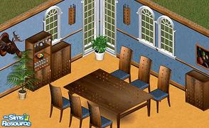 Sims 1 — Sandor Dining Room by Secret Sims — Includes: Cabinets(2), Chair, Table, Wall Light