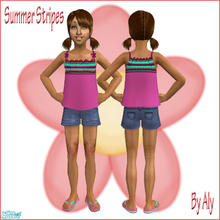 Sims 2 — Summer Stripes by Alyssum_Candy — A fun summer outfit for your girls. My First upload. I hope you like it :)