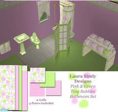 Sims 2 — Laura Simly Tiny Bubbles Bathroom Set by debs913 — Pink and green tiny bubbles decorate this fun retro bathroom