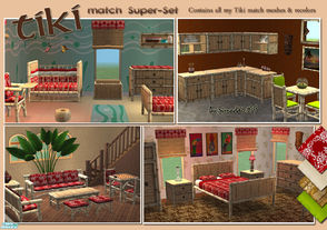 Sims 2 — Tiki Match Super-set by Simaddict99 — Includes all my Tiki match meshes, as well as the matching bedding