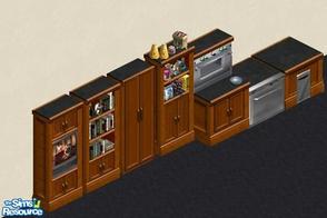 Sims 1 — Granita Set by MissMokie — includes Baker's Oven, Magic Bookcase, Fridge, Dishwasher, Trash compactor, Bookcase,
