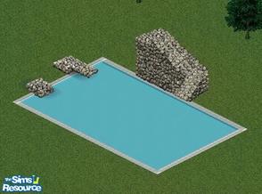 Sims 1 — Rocky Pool Set by MissMokie — Includes: Stairs, Diving Board, Slide