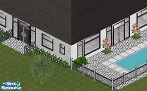 Sims 1 — Black Mod Build Set by Raveena — Includes: Doors(2), Windows(5), Fence
