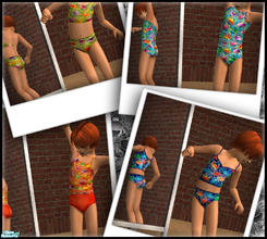 Sims 2 — Reds Girls Crabby Bathing Suit Set by red1060 — Reds Girls Crabby Bathing Suit Set has four bathing suits with a
