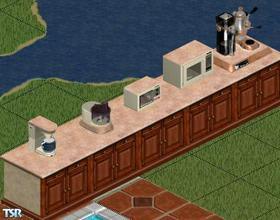 Sims 1 — The Tuscan Matching Appliances Set by sww — Includes: Toaster Oven, Microwave, Coffee Machine, Espresso Machine,