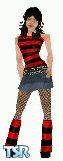 Sims 1 — Red stripe Skirt by Lola — Red striped top and denim mini. Lgt Only. Head Not inc