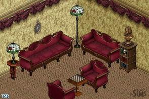 Sims 1 — Superstar Livingroom by victoriamayorofthetown — Includes: Chair, Sofa, Floor Lamp, Table Lamp