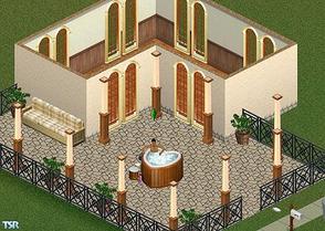 Sims 1 — Estatica Wood Set 2 by estatica — Includes: HotTub, Column, Sofa, Window 