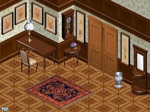Sims 1 — Carrington Hallway by phoenix_phaerie — Includes: Mirror, Clock, Endtable, Lamp, Paintings (3), Table, Vase
