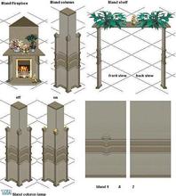 Sims 1 — Bland by Lorah — Includes: Column, Shelf, Fireplace, Piller Lamp