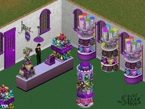 Sims 1 — Royal Toys and Candy Shop Set by Ayshala0 — Includes Celing Light, door, window, cash register, counter candy