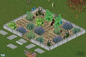 Sims 1 — Herb Set by stacygibbs — Includes: Herbs(6), Soil, Fence, Stone paths(3), Animated Butterflies, Herb basket.