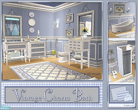 Sims 2 — Vintage Charm Bath by Cashcraft — A bathroom set to match the Vintage Charm Bedroom. The set features blue and