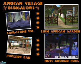 Sims 2 — African Village Bungalows by Uma Design — Spend your vacation in one of the four luxury theme huts sited in a