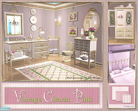 Sims 2 — Vintage Charm Pink by Cashcraft — Vintage Charm Pink is a collection of recolors for the Vintage Charm Bath