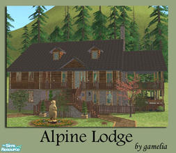 Sims 2 — Alpine Lodge by gamelia — Spacious lodge that accommodates 10+ Sims--all on a medium lot with plenty of room
