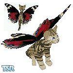 Sims 1 — Gold Fairy Cat by BastDawn — This cat skin uses a Kelahn wing mesh; the wing pattern is based on a color edited