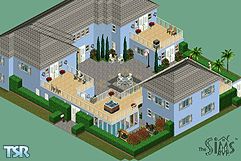 Sims 1 — Miami Mansion by Kramer — It's a blue Miami Mansion. There is plenty of space for large families with expensive