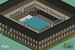 Sims 1 — Square Stone Mansion by KevinAHenson — I tried to make something cool out of this house, but it DID NOT TURN