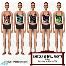 Sims 2 — Halter Tops & Twill Shorts, Set 2 by elektra274 — A collection of 8 outfits for your sim teens.