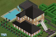 Sims 1 — Boulevard Estate by Caitlin — This house has one large bedroom, two bathrooms, a kitchen (with room for a