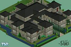 Sims 1 — Castle by jendea — A very livable castle! The first floor has a kitchen and dining hall, innner courtyard, large