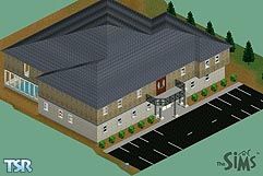 Sims 1 — Sim Hotel by Andrew M. — Its the Sim Hotel!It has two bathrooms.There is a giant swimming pool with the roof up