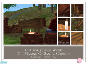 Sims 2 — Christmas by DOT — Christmas Brick Work. Making Santas Chimney! 6 Meshes. Coffee Table Square and Long. Seat,