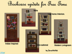 Sims 2 — Bookcase update for Free Time by Simaddict99 — updated FT versions of my custom mesh bookcases