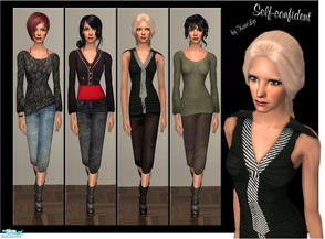 Sims 2 — Fashion set 41 - Self-confident by katelys — 4 stylish recolors of my latest mesh