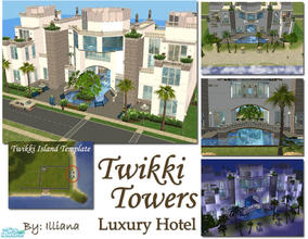 Sims 2 — Twikki Towers - 6 Rm Luxury Hotel by Illiana — This 5x5 luxury hotel has 6 rooms ranging in price from $822 -