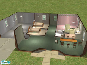 Sims 2 — 3 brm Starter Home by Simyoolayter — This home features three bedrooms, a bathroom, kitchen, and dining