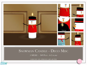 Sims 2 — Snowman Candle by DOT — Snowman Candle. 1 MESH Plus Recolors. Sims 2 by DOT of The Sims Resource.